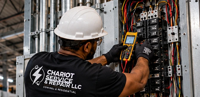 Illustrative commercial electrical service scene
